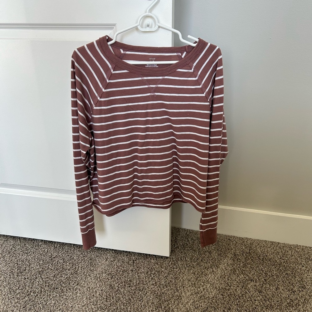 aerie Mauve Stripe Long Sleeve Tee